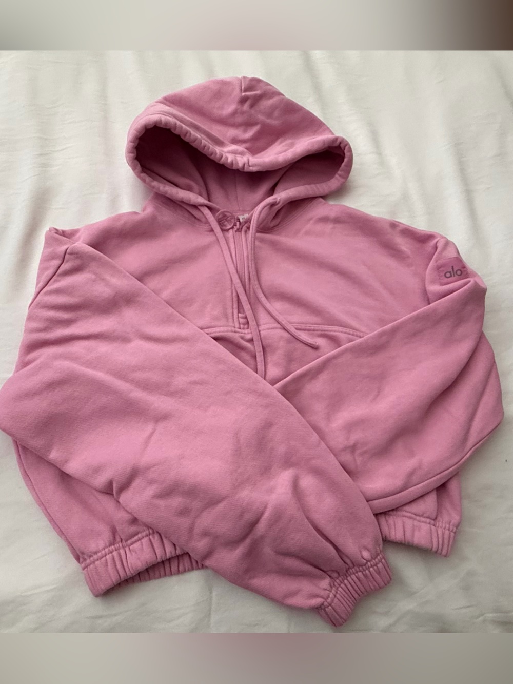 alo Cropped Pink Hoodie